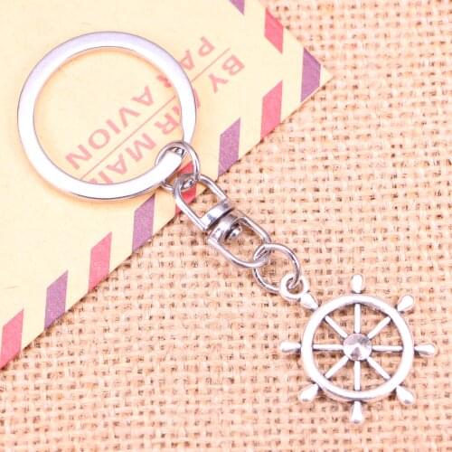 New Fashion Keychain 28x24mm ships wheel helm rudder Pendants DIY Men Jewelry Car Key Chain Ring Holder Souvenir For Gift