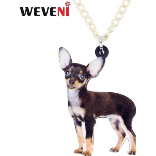 WEVENI Original Acrylic Standing Chihuahua Dog Necklace Pendant Collar Collier Jewelry For Women Girls Cartoon Female Wholesale