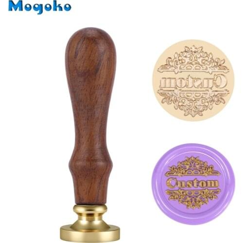 Mogoko Personalized Customized Logo Plants Wax Seal Stamp Engrave Name Alphabet Wedding Company Logo DIY Text Sealing Wax Stamp