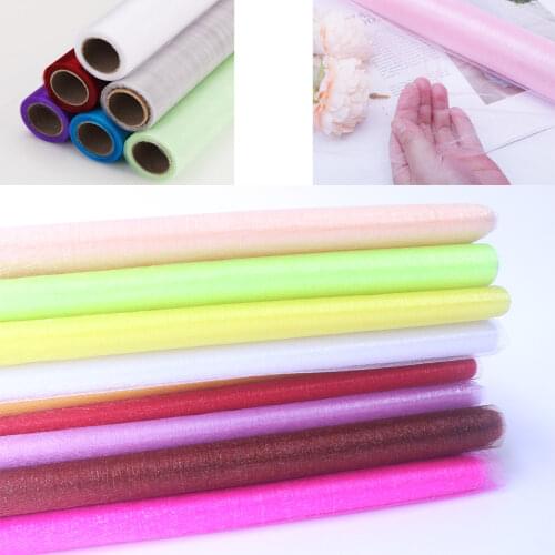 48 cm WidthTulle Transparent Crystal Organza Fabric Wedding Birthday Party Decoration DIY sew accessories