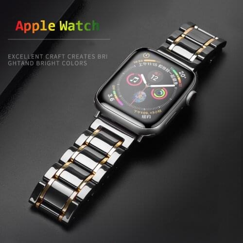 Ceramic Strap for Apple Watch Band 44mm 40mmm Luxury Stainless steel bracelet iWatch serie 6 se 5 4 correa apple watch 42mm 38mm