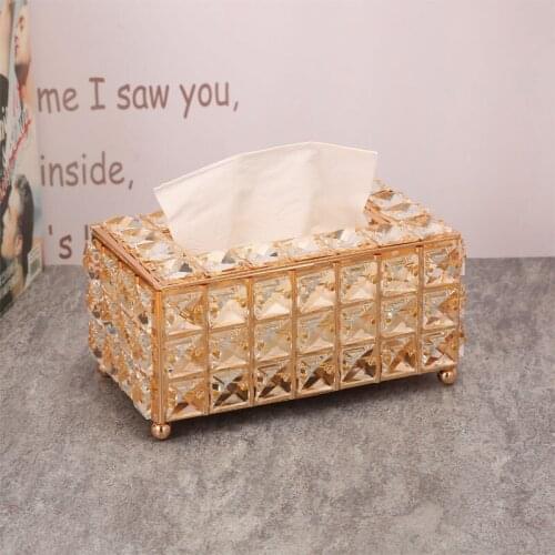 European-Style Luxury Home Decoration Modern Decorations Metal Ornaments Crafts Napkin Tissue Box Diamond Tissue Box