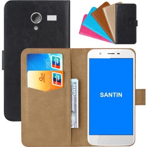 Luxury Wallet Case For SANTIN Power LTE PU Leather Retro Flip Cover Magnetic Fashion Cases Strap
