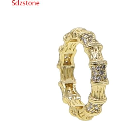 Sdzstone Gold Color 2020 Lucky Cz Eternity Ring Band Engaement Band Cute Lovely Girl Women Zirconia Finger Rings