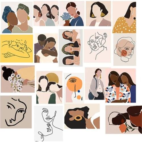 Ins Simple Minimalist Illustrations Stickers Retro DIY Hand Account Journals Decorations Art Craft Paper Stationary Stickers