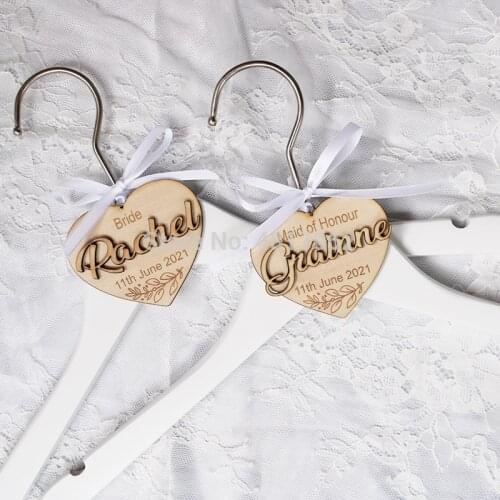 Wedding Bride Custom Hangers, Personalized Wooden Christening Hangers, Suitable For Bridesmaid Gifts, Add Your Name And Date