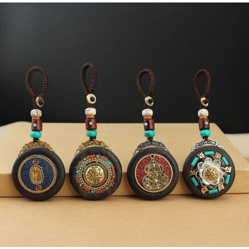 Tibetan Buddha Pendant Keychain Keyring Om Ohm Aum Buddhist Mantra Sign Yoga Charm Car Key Chain For Women Nepal Ethnic Jewelry