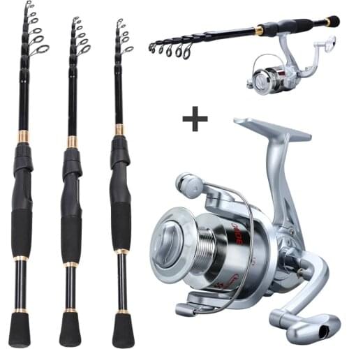 Sougayilang 1.8-2.4m Telescopic Fishing Rod set Ultralight Weight Rod Fishing Reels Saltwater Freshwater Spinning Reel Tackle