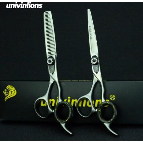 Univinlions 6" matt silver shears professional barber razor blade haircut scissor japanese hairdressing scissors salon sissors