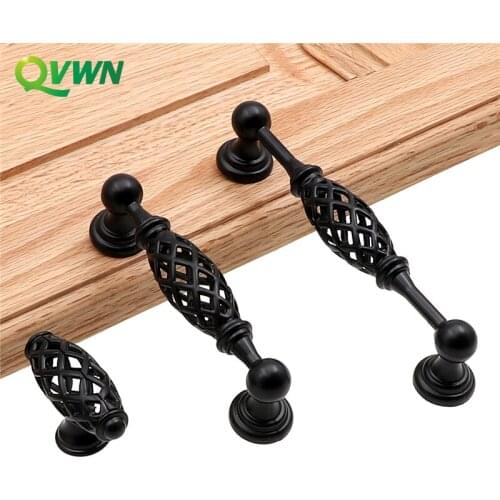 Vintage Antique Black zinc alloy Cabinet Handles Hollow Out Birdcage Handles Drawer Knobs Wardrobe Door Pullers Furniture Handle