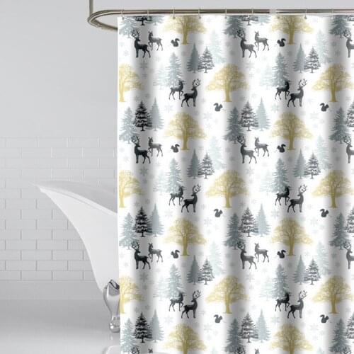 Shower Curtain Cartoon Fawn High-end Hotel Thick Waterproof Polyester Home Bathroom Shower Curtains