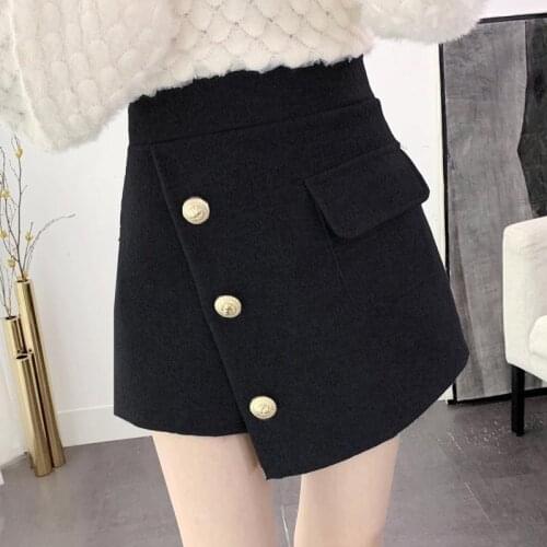 With Long Short Womens Autumn and Winter High Waist Winter Skirt Skirt Woman Skirts Faldas Jupe