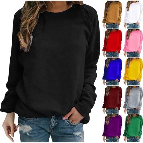 Womens Winter Sweatshirt 2021 Multicolor Solid Comfy wear O-neck Full Sleeve Simple Minimalism Sport Pullover Cool Girl Clothing