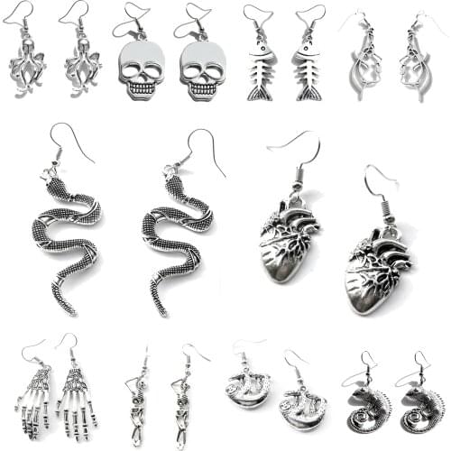 Women Earrings Fashion Skull UFO Zombie Grim Reaper Octopus Bear Drop Simple Cool Cute Jewelry Handmade Girls Gift