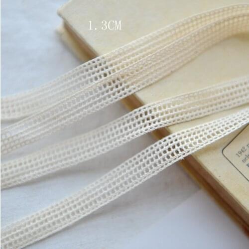 10 Meters 1.3CM 100% Cotton Lace Ribbon Sewing Tape Beige Lace Webbing Lace Trim Garment Accessories Free Shipping
