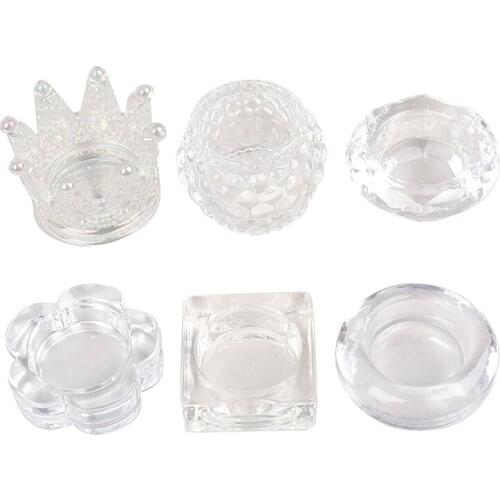 13Styles Clear Acryl Vloeistof Crystal Glass Cup Nail Liquid Container Mini Bowl Dappen Dish Holder Nail Tool