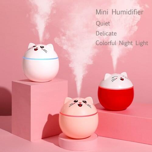 300ML Mini Cute Pet Air Humidifier Aroma Essential Oil Diffuser Portable With Colorful Night Light Two Spray For Home Car