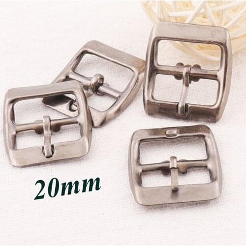 40 pcs Steel Gray Strap Buckle Fasteners Bel Square Center Bar Buckles Bag Luggage Shoes Watch Straps for webbing3/4"(20mm)