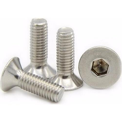 50PCS M6 Stainless Steel Flat Head Screw Countersunk Hex Socket Cap Bolt M6*8/10/12/16/20/25/30/35/40mm