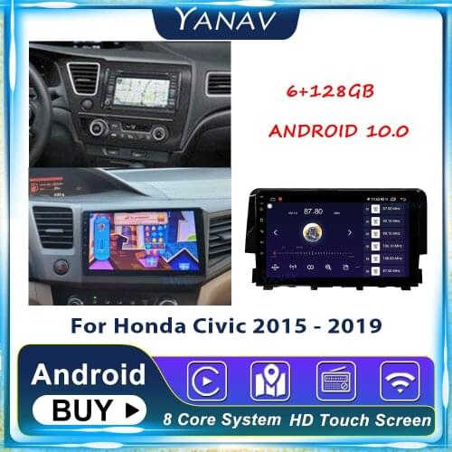 Android Car Audio Radio GPS Navigation For Honda Civic 2015 - 2019 Car Touch Screen Video Multimedia MP3 Player 2 Din Head Unit