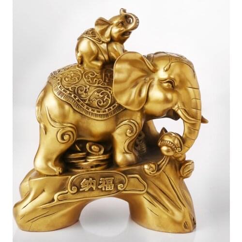 Large # Office home # efficacious Thailand India divine Elephant Talisman Money Drawing Bless safely Elephant Brass statue