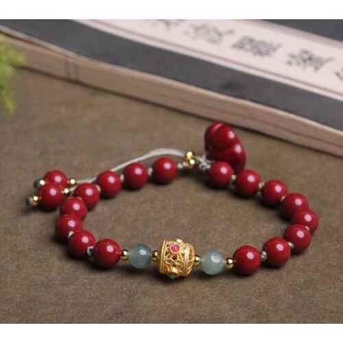 Natural Purple Cinnabar Handmade Tibetan Buddhist Braided Bracelets Knots Lucky Rope Bangle For Women Size Adjust DropShip