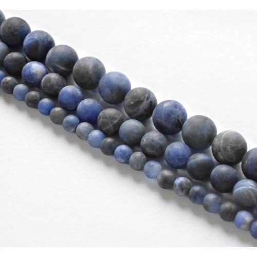 Natural Stone Matte Blue-vein Sodalite Beads 4-12mm Loose Beads for Jewelry Making Charm Accessories DIY Fashion Free Shipping