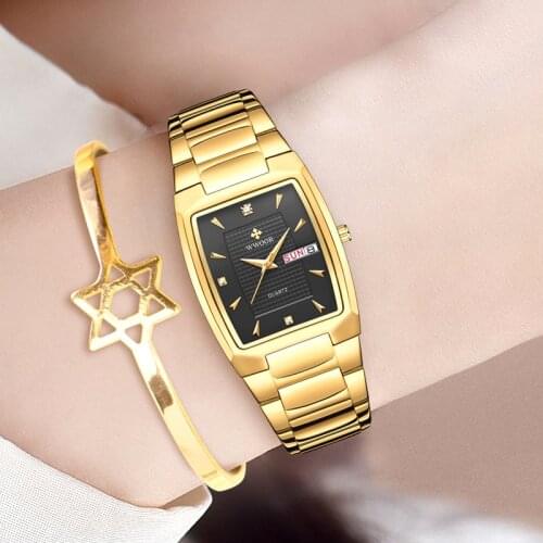 Japanese Movement WWOOR Watches For Women Wrist Watch 2021 Fashion Casual Gold Square Ladies Quartz Waterproof Clock Reloj Mujer