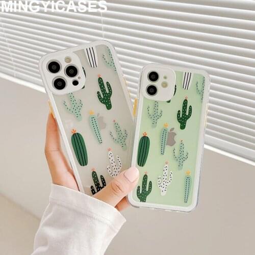 Coque for Iphone 12 Pro Case Fresh Cactus Pattern Cover for Iphone Xr Xs 11 Pro Max X 7 8 Plus SE 2020 Clear Soft TPU Case Etui