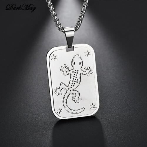 DarkMag Novelty Animal Lizard Pendant Necklace Pet Reptile Stainless Steel Necklace Collars Jewelry Souvenir Birthday Gift