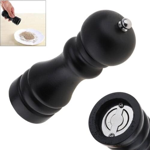 5 Inch Wooden Salt Pepper Grinder Spice Mills Hand Movement Wood Pepper Mill with Ceramic Grinding Cord Kitchen Cooking Tools
