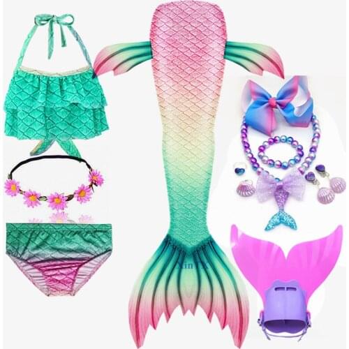 Fantasy Kids Girls Swimming Mermaid tail Mermaid Costume Cosplay Children Beach Bikini can add Monofin Fin Swimsuit Birthday