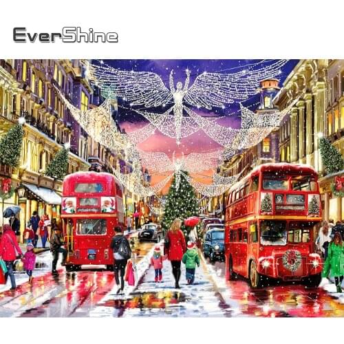 EverShine Diamond Painting Landscape Picture Of Rhinestones Full Drill Square Diamond Embroidery Christmas Mosaic Train Wall Art