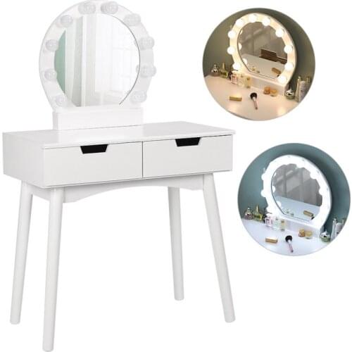 Europe Desk Modern Dresser Table Household Bedroom Dressing Table Computer Desk With LED Makeup Mirros HWC