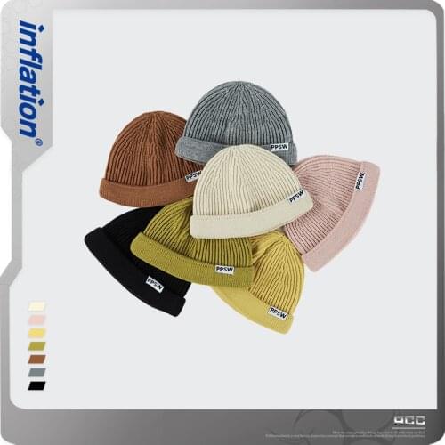 INFLATION Men Beanies for Solid Woolen Thickened Knit Cap Warm Hat Man Beanie Winter Hats Bonnet Hat Soft Skullie Hat 253CI2020