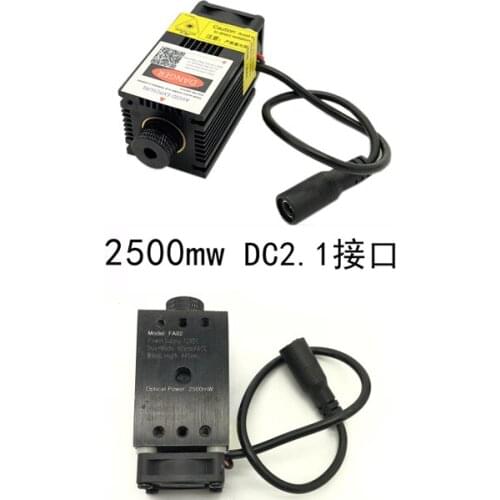 Measured 2500mw Laser Module DC2.1 Interface 2.5w Blue Violet 445nm Engraving Machine Accessories 12v