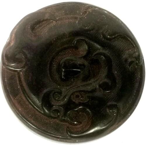YIZHU CULTUER ART Collection Old Chinese Hongshan Culture Black Jade Carving Dragon Phenix Pendant