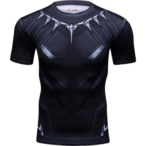 Compression Clothes Supplier Black Panther 3D Printed Gym T Shirts