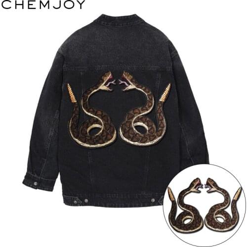 Snake Large Embroidery Patches Sewing on Applique Iron on Patch for Clothing Jeans Bags Clothes Stickers DIY Animal Parches