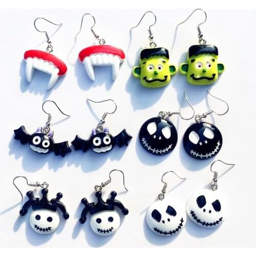 Trendy Creative Halloween Earring Pumpkin Spider Bat Ghost Ear Hook Ear Clip Cute Earrings Stylish Female Festival Revelry Gift