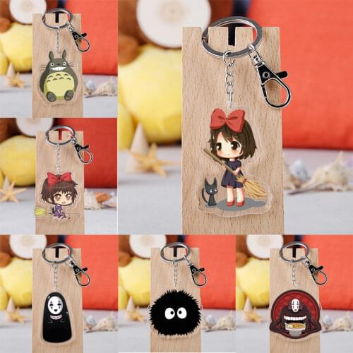 Anime Totoro Keychain Cartoon Spirited Away No Face Man Acrylic Pendent Keyring