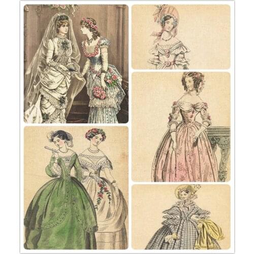 NEW HOT Vintage court lady 30CMX5PCS Assorted Cotton Linen Printed Quilt Fabric DIY Sewing Patchwork Home Textile decoration