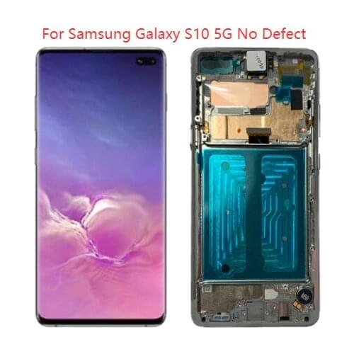 Original Super AMOLED S10 5G LCD For Samsung Galaxy S10 5G With Frame SM-G977B G977N G977U LCD Touch Screen Digitizer Assembly