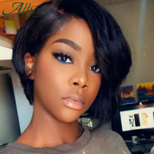 Straight Human Hair Wig With Bangs For Black Women Remy Human Hair 150% Density Cheap Full Machine Wigs Free Shipping Allure