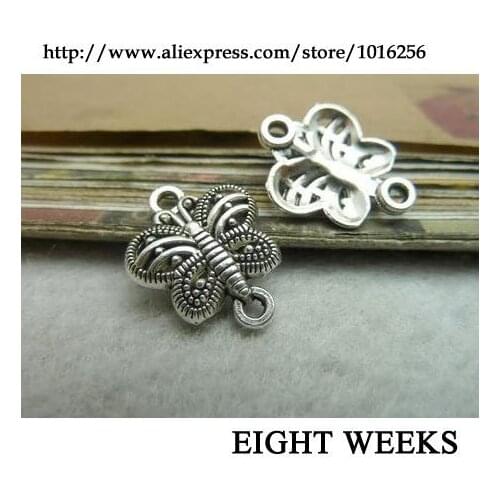 Zinc alloy pendant jewelry accessories diy handmade material charms butterfly double holes 14 * 18 mm