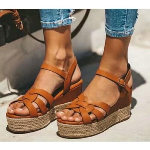 Platform Sandals Female Summer 2020 Women Thick Bottom Rainbow Sole Hook & Loop Shoe Wedge With Open Toe Platform Shoes