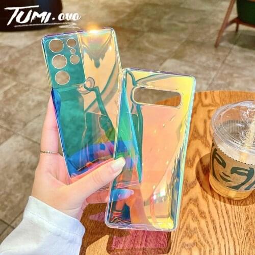 Laser Rainbow Silicone Case For Samsung Galaxy S21 S20 FE S10 S9 S8 PIus A32 A52 A72 A02S A51 A71 Note 20 Ultra 10 Pro 9 8 Cover