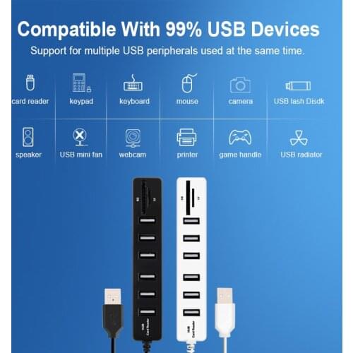 Universal Mini USB Hub 3.0 High Speed USB Splitter 3 Port Hub With TF SD Card Reader 6 Port 2.0 Hab Adapter For PC Accessories