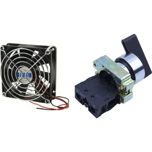 1 Pcs DC 24V CPU Cooling Fan With Metal Finger Guards & 1 Pcs AC 240V 3A NO SPST Black Cap Latching Rotary Switch