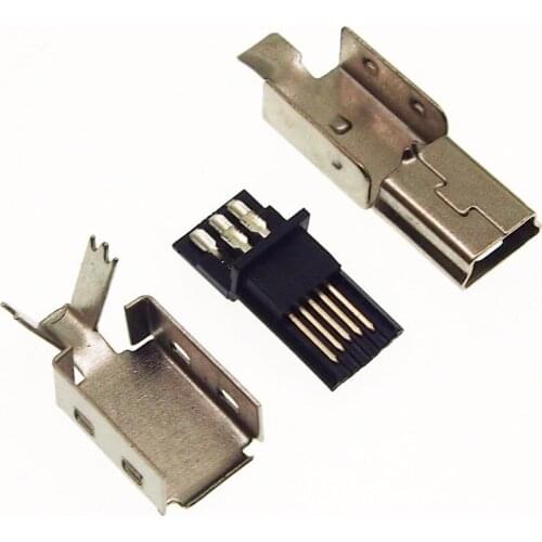 100set 3 in 1 DIY MINI USB-5P male plug Soldering wire mini usb connector